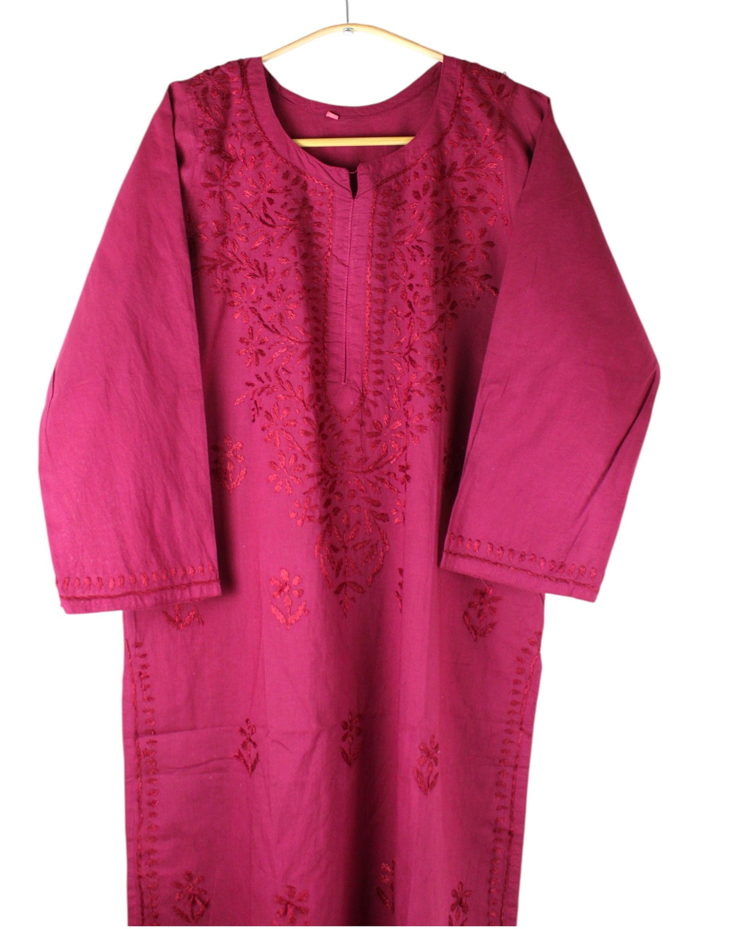 KIRAN BURGUNDY COTTON LONG KURTA