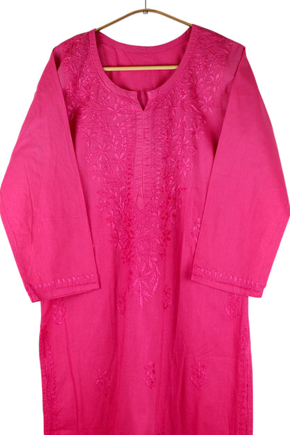 KIRAN RANI PINK COTTON LONG KURTA