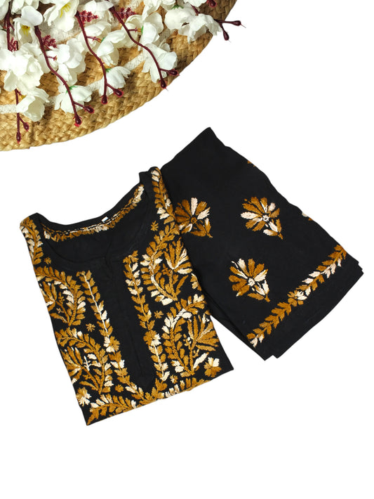 RIVYA BLACK & VINTAGE GOLD RAYON KURTA SET