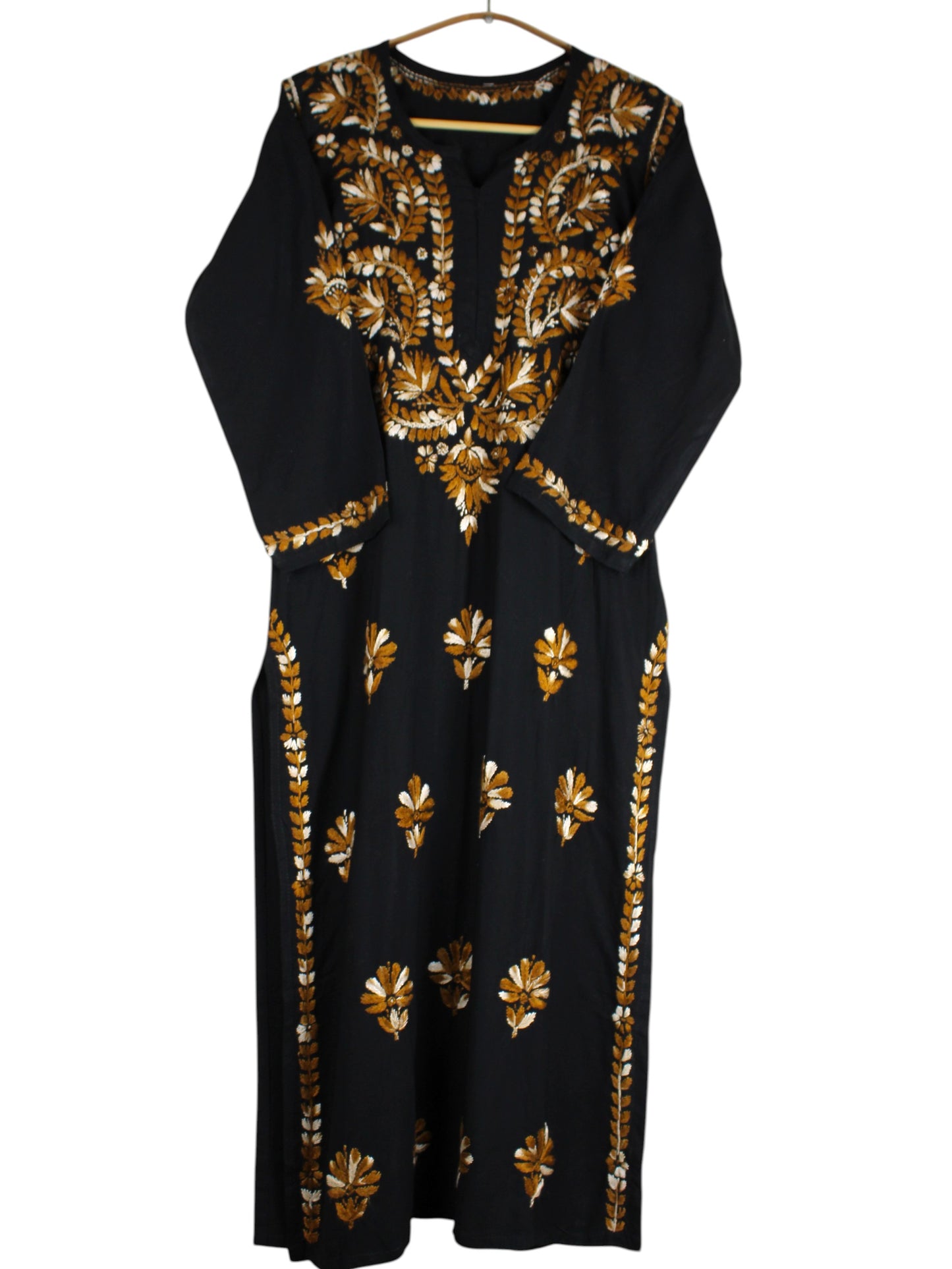 RIVYA BLACK & VINTAGE GOLD RAYON KURTA SET