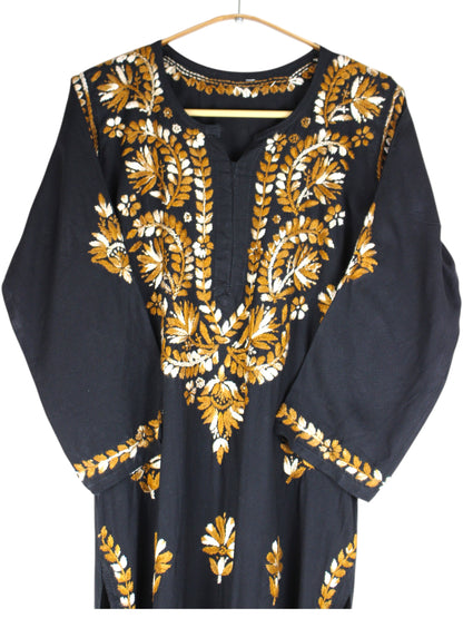 RIVYA BLACK & VINTAGE GOLD RAYON KURTA SET