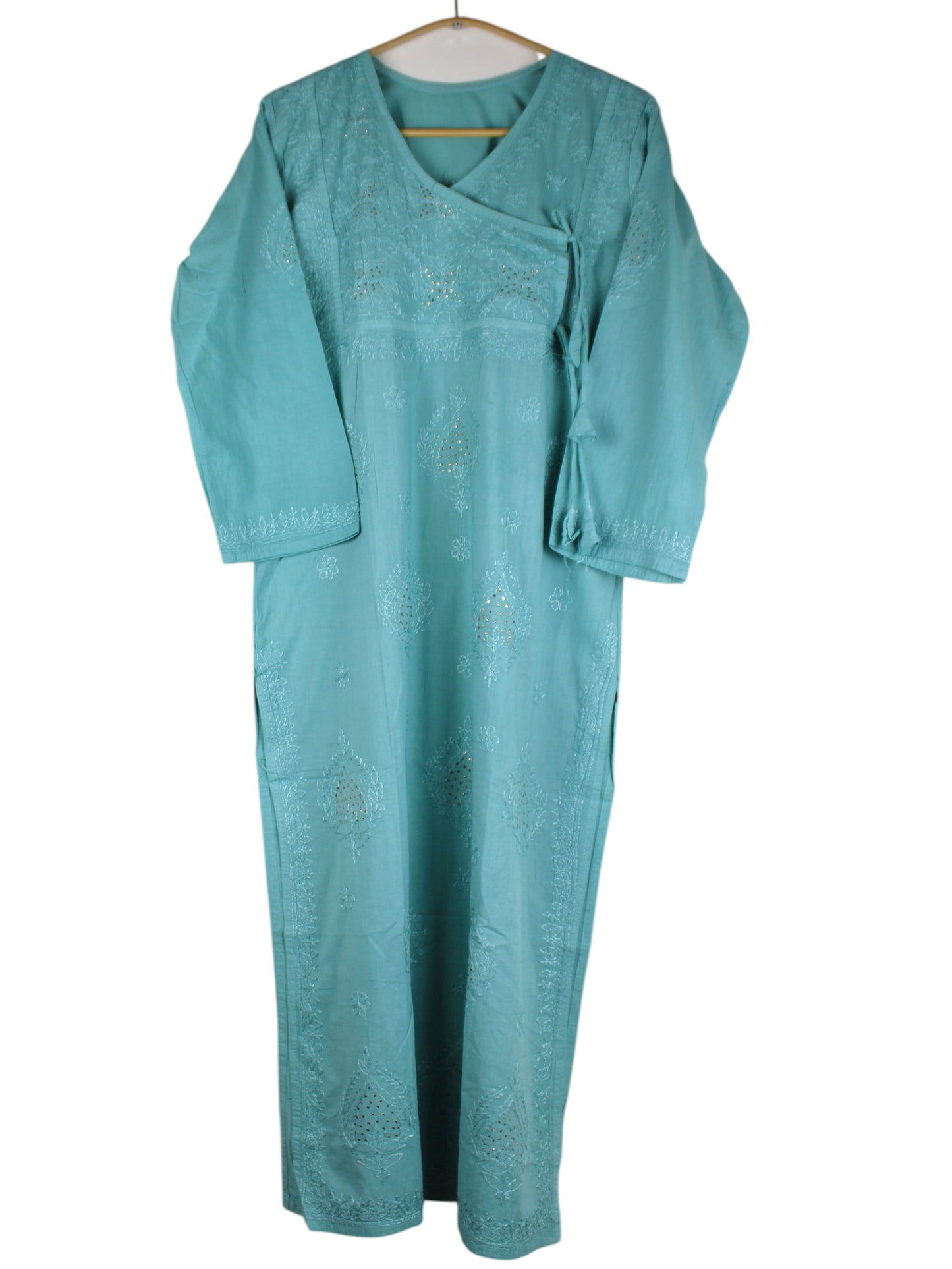 HALA SEA GREEN ANGRAKHA COTTON LONG KURTA
