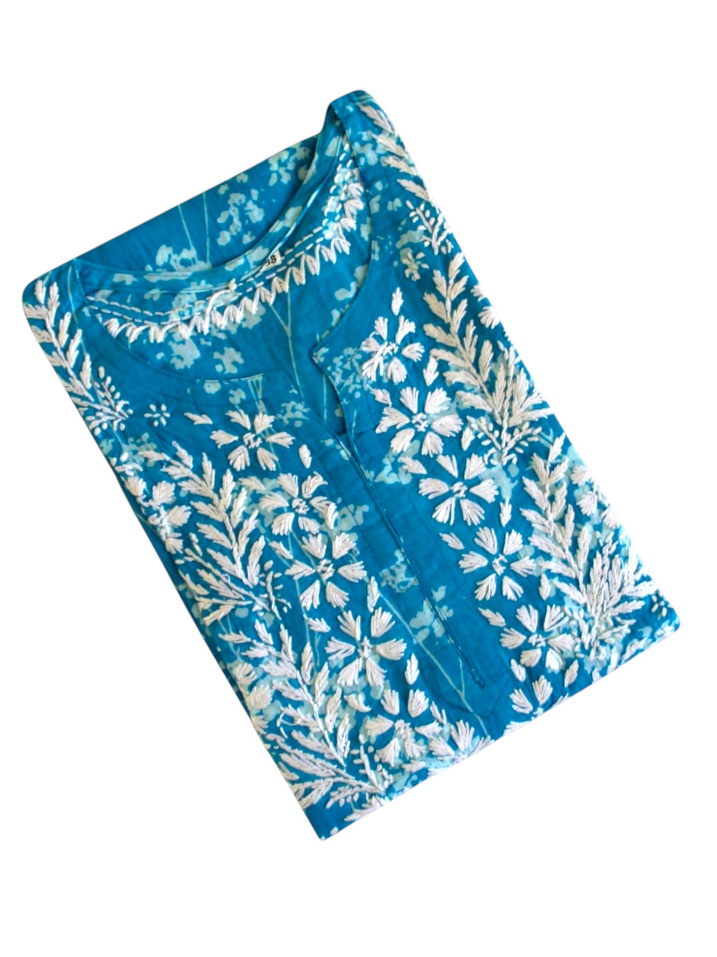 HUBA BLUE MULMUL PRINTED LONG KURTA