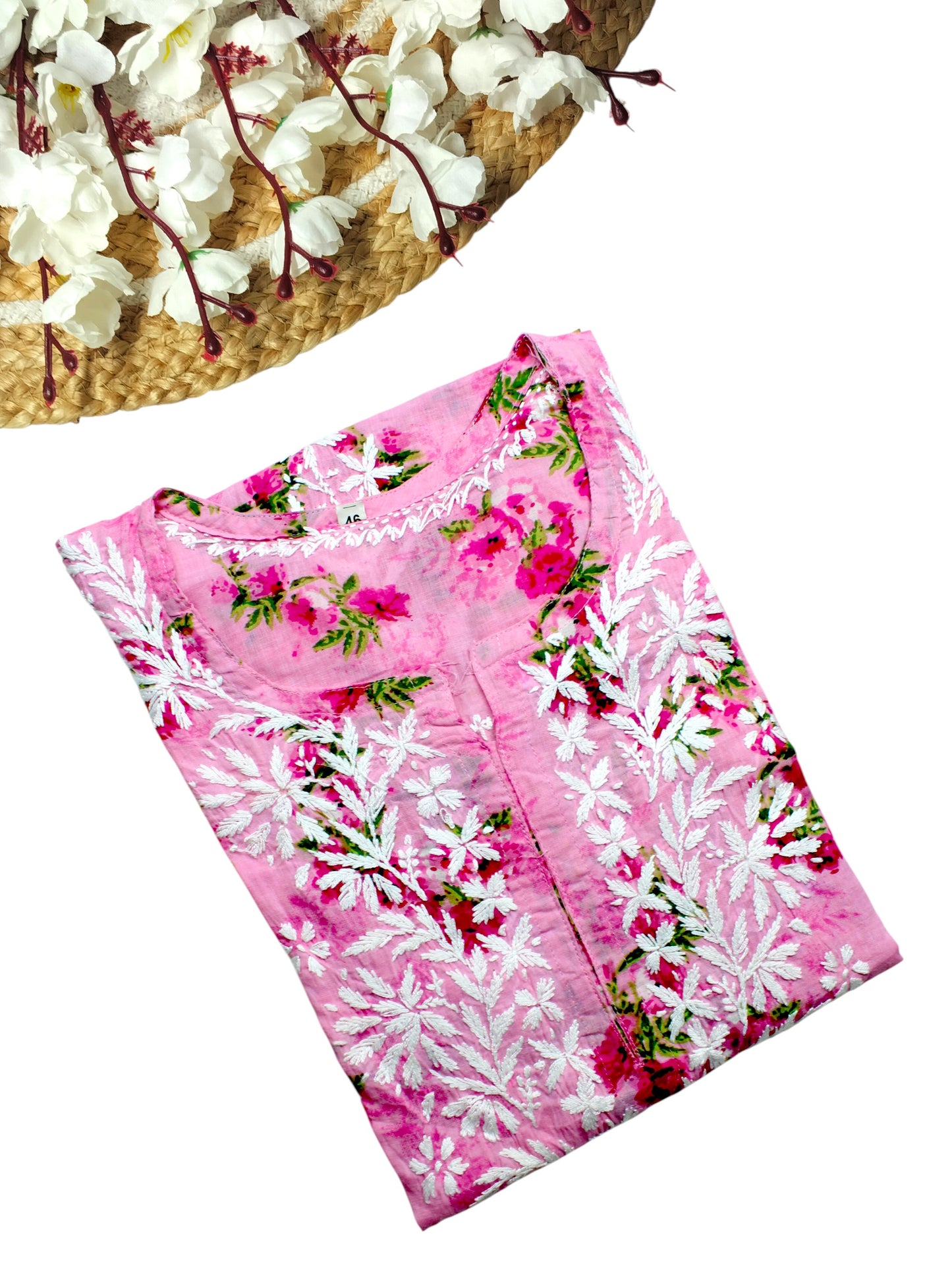 SANIA PINK LONG MULMUL KURTA