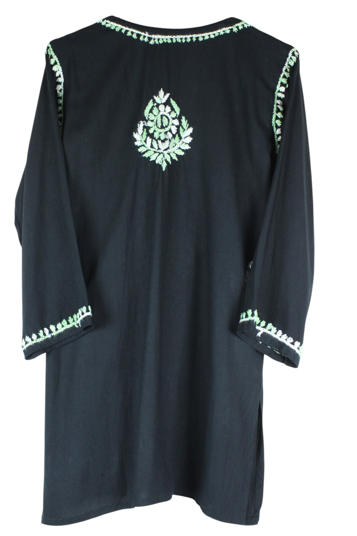 DIYA RAYON SHORT KURTA - BLACK & GREEN