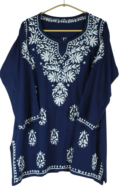 AMAYA NAVY BLUE RAYON SHORT KURTA