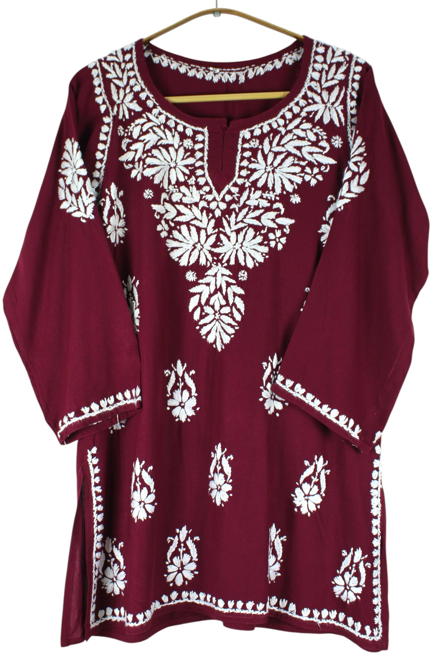 AMAYA BURGUNDY RAYON SHORT KURTA