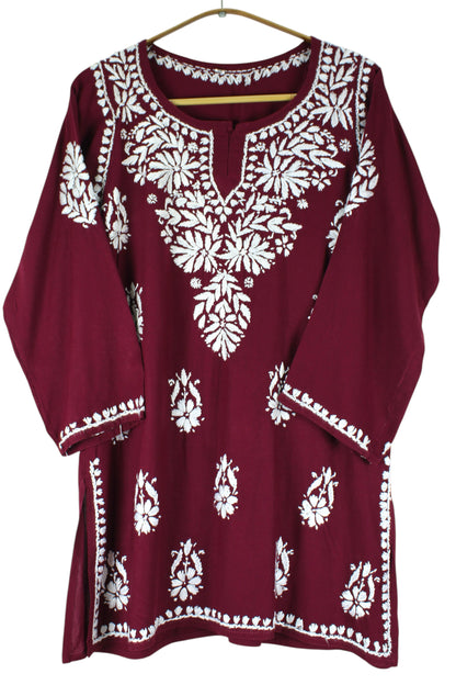 AMAYA BURGUNDY RAYON SHORT KURTA