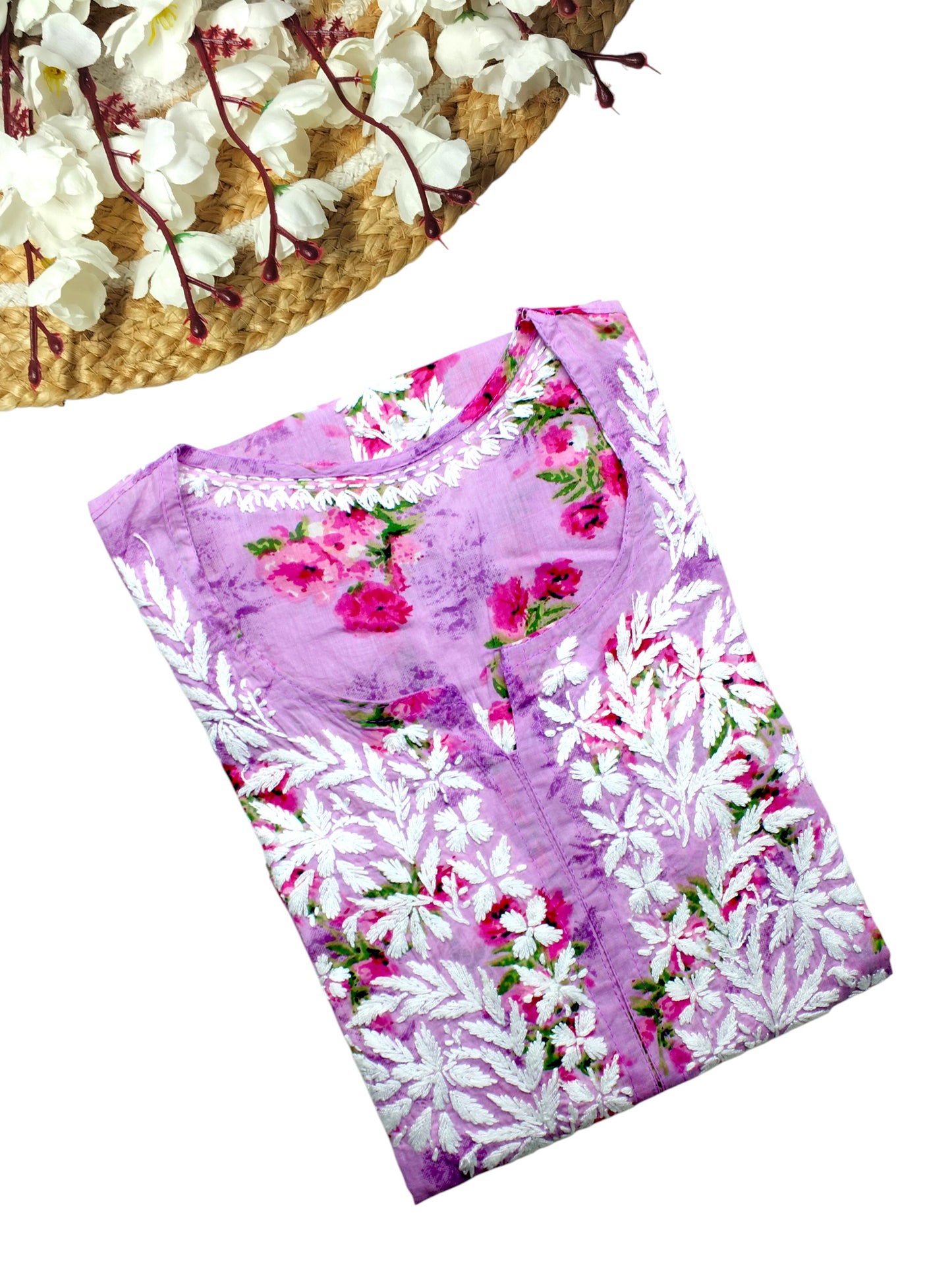 SANIA LAVENDER LONG MULMUL KURTA