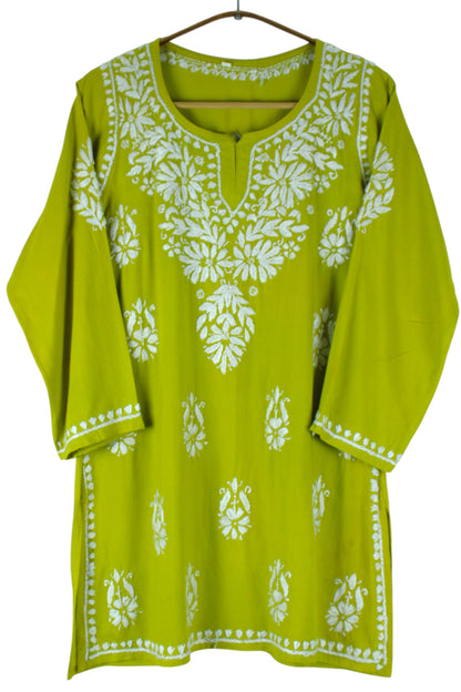AMAYA LIME GREEN RAYON SHORT KURTA