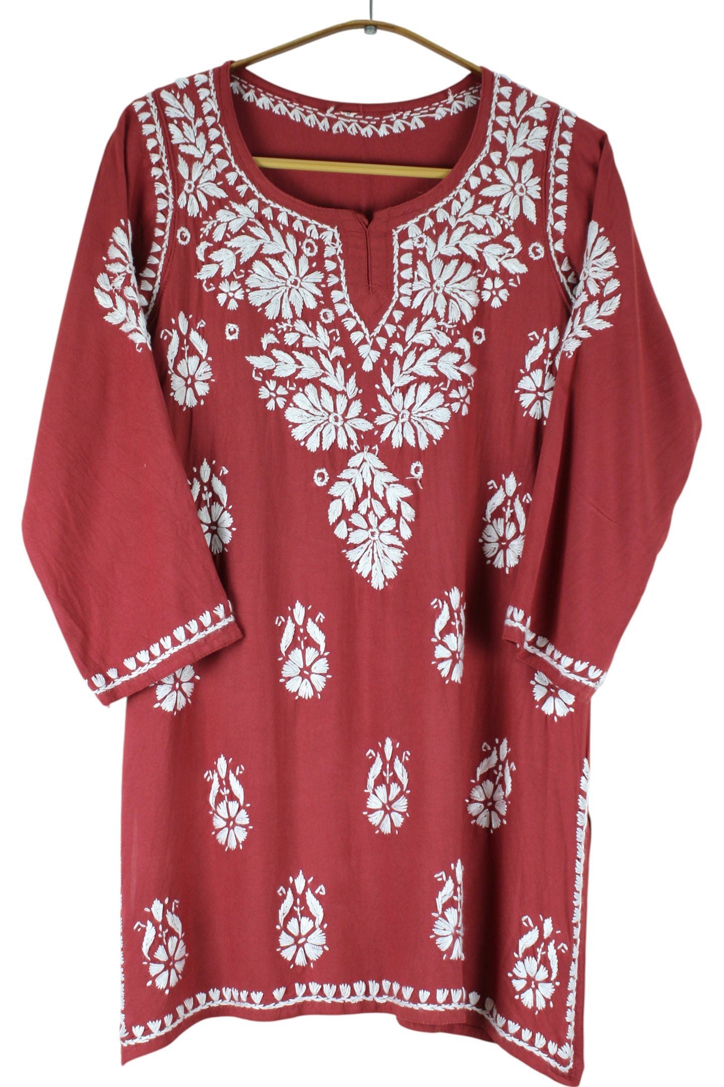 AMAYA REDDISH BROWN RAYON SHORT KURTA