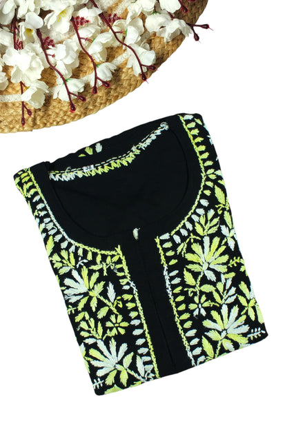 DIYA RAYON SHORT KURTA BLACK & YELLOW