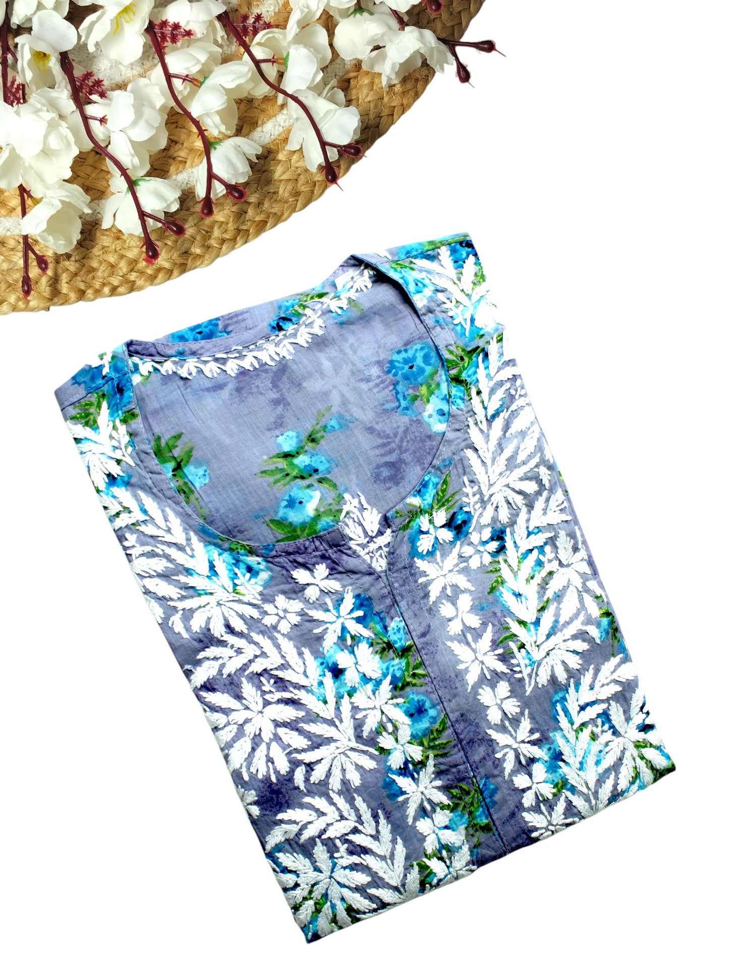 SANIA GREY LONG MULMUL KURTA