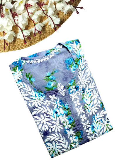 SANIA GREY LONG MULMUL KURTA