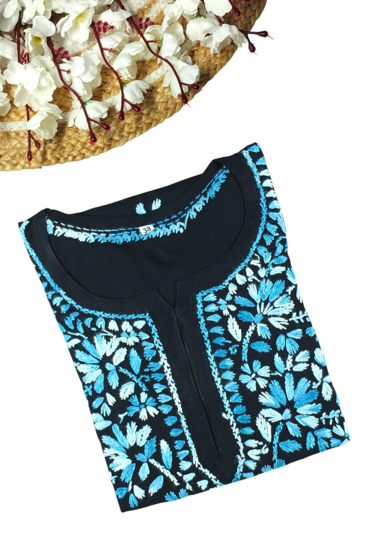 DIYA RAYON SHORT KURTA - BLACK & YELLOW