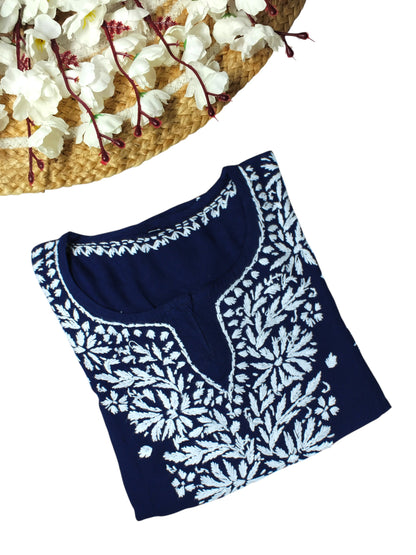 AMAYA NAVY BLUE RAYON SHORT KURTA