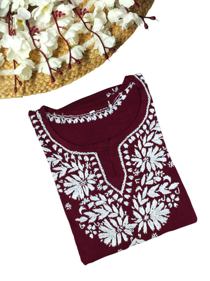 AMAYA BURGUNDY RAYON SHORT KURTA
