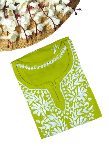 AMAYA LIME GREEN RAYON SHORT KURTA