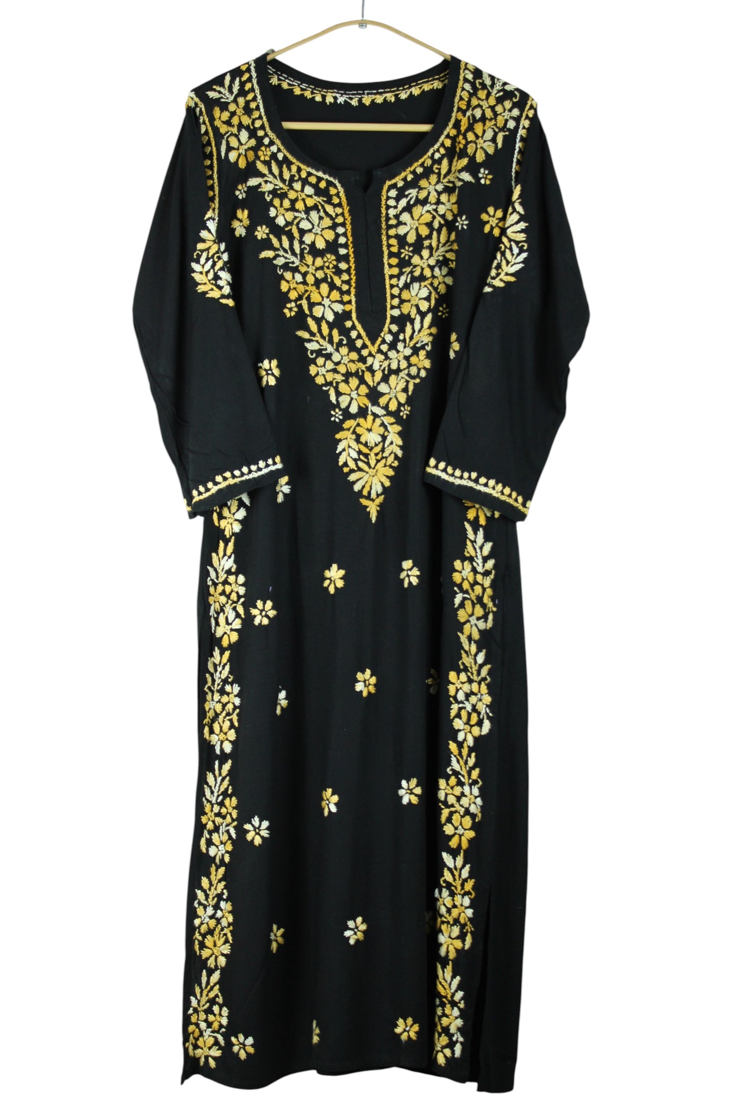 RIYA BLACK & YELLOW RAYON KURTA SET