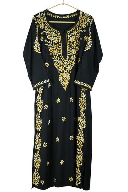 RIYA BLACK & YELLOW RAYON KURTA SET