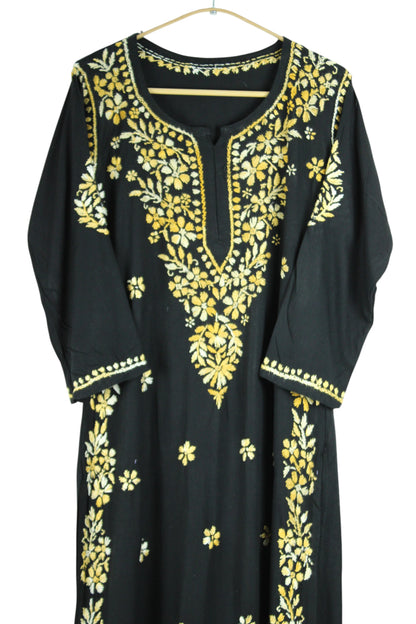 RIYA BLACK & YELLOW RAYON KURTA SET