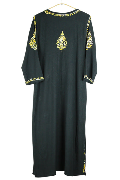RIYA BLACK & YELLOW RAYON KURTA SET