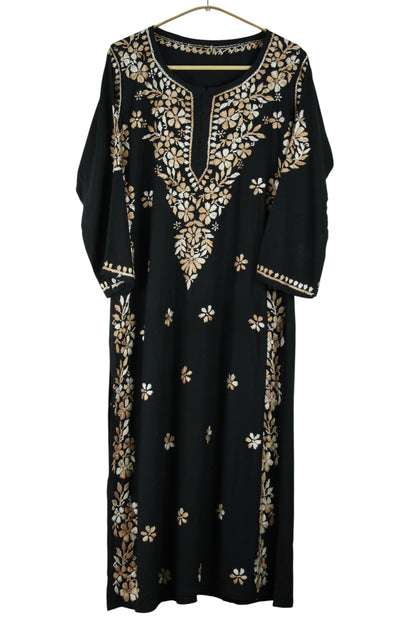 RIYA BLACK & PEACH RAYON KURTA SET