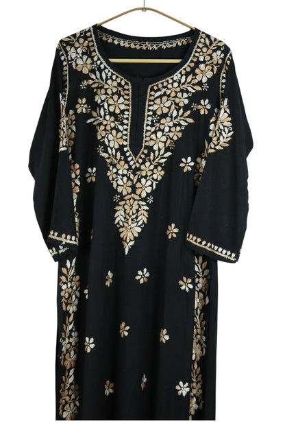 RIYA BLACK & PEACH RAYON KURTA SET