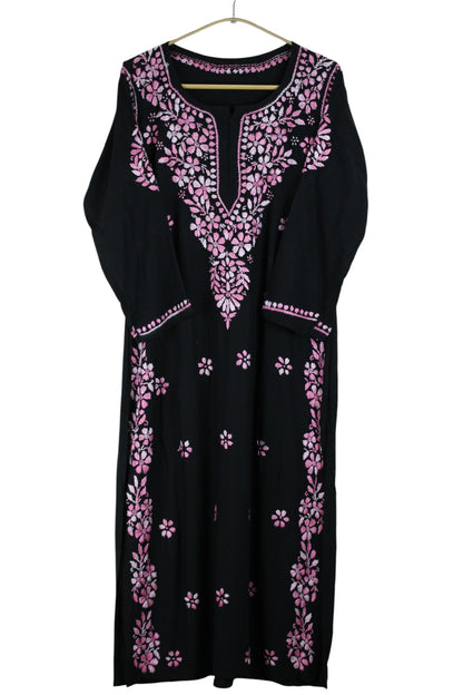 RIYA BLACK & PINK RAYON KURTA SET