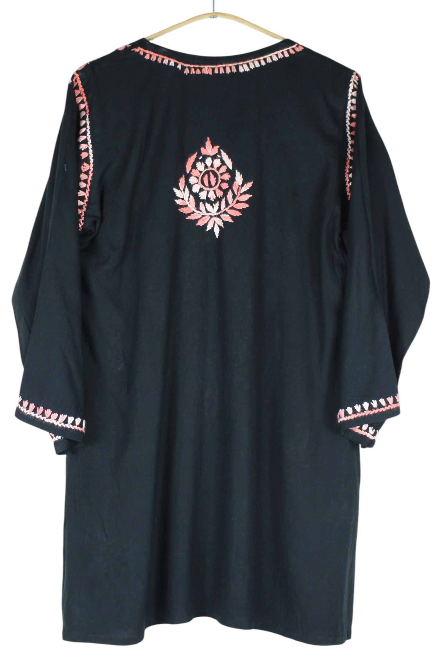 DIYA RAYON SHORT KURTA - BLACK & ORANGE