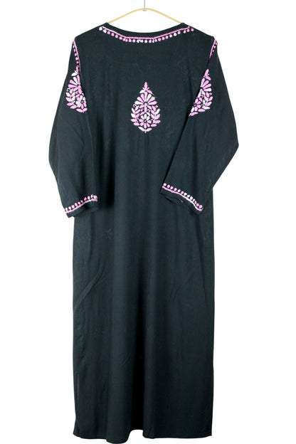 RIYA BLACK & PINK RAYON KURTA SET