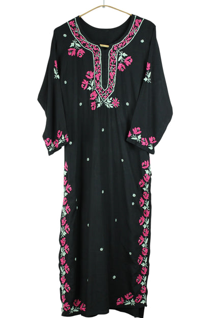 SELINA BLACK & RASPBERRY PINK PREMIUM KURTA SET