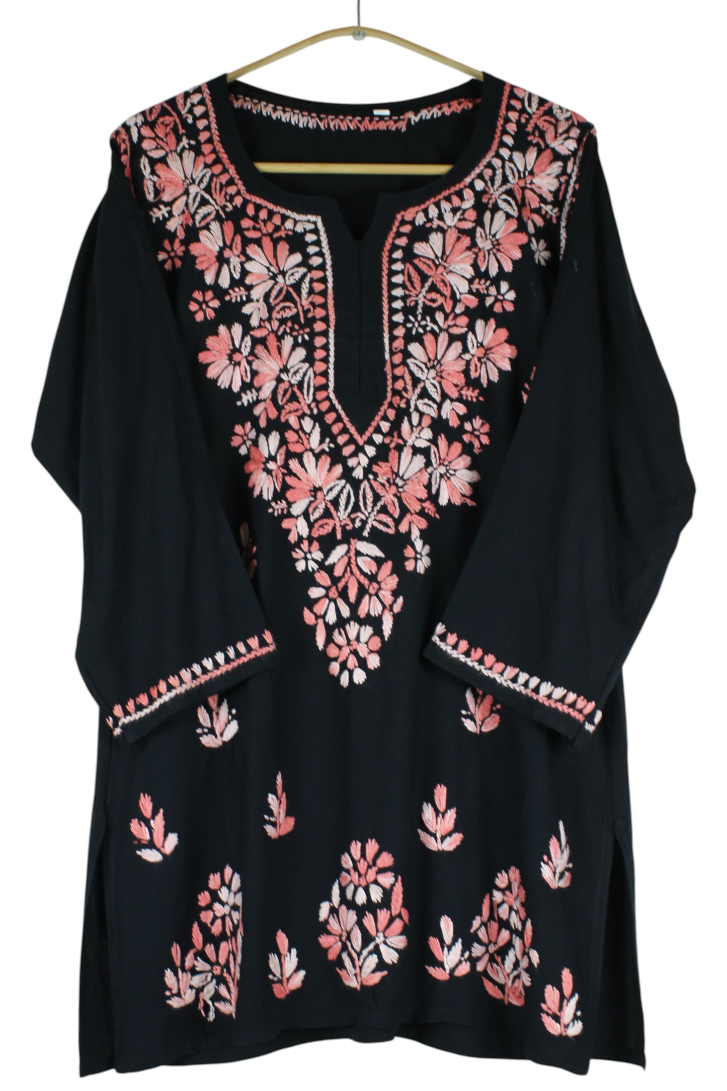 DIYA RAYON SHORT KURTA - BLACK & ORANGE