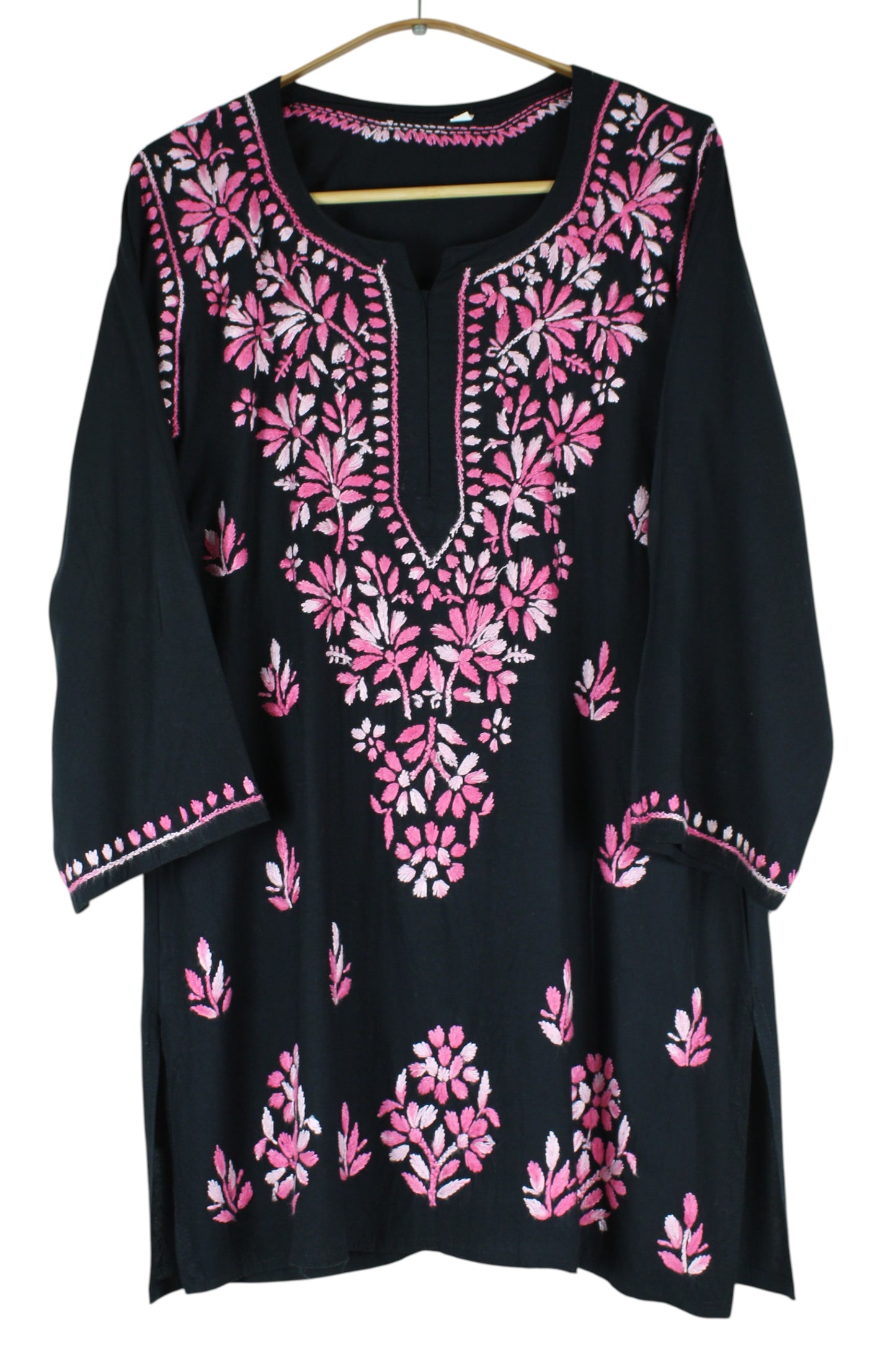 DIYA RAYON SHORT KURTA - BLACK & PINK