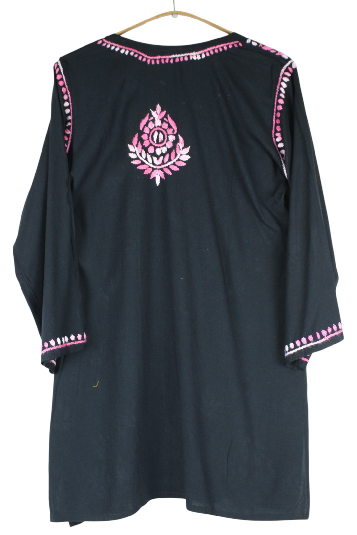 DIYA RAYON SHORT KURTA - BLACK & PINK
