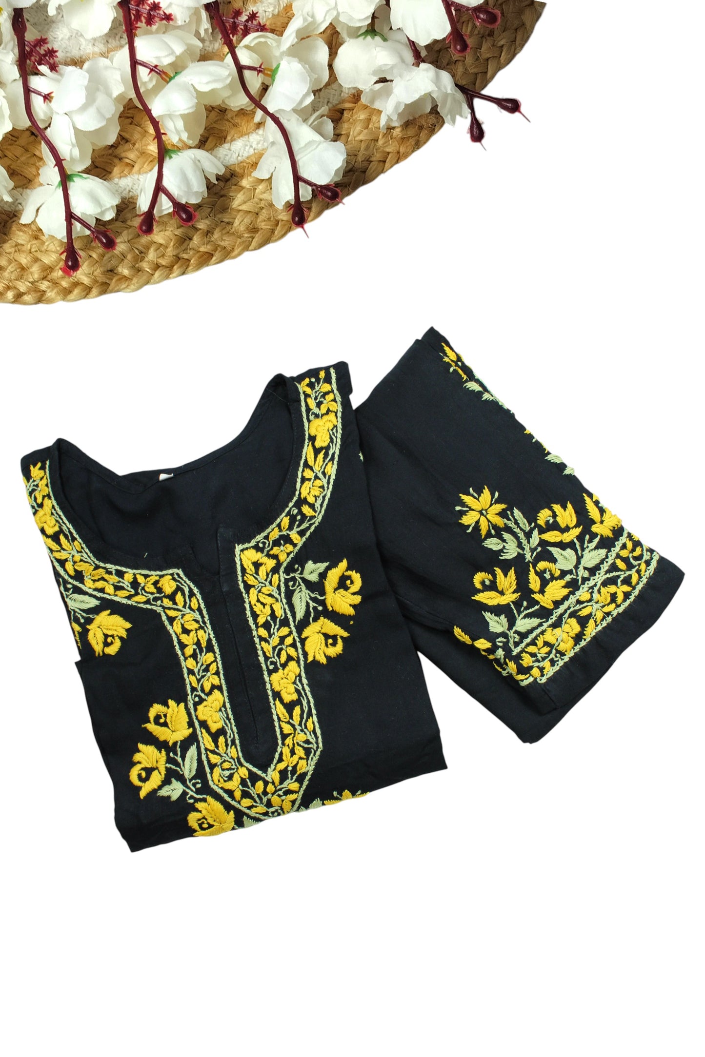 SELINA BLACK & YELLOW PREMIUM KURTA SET
