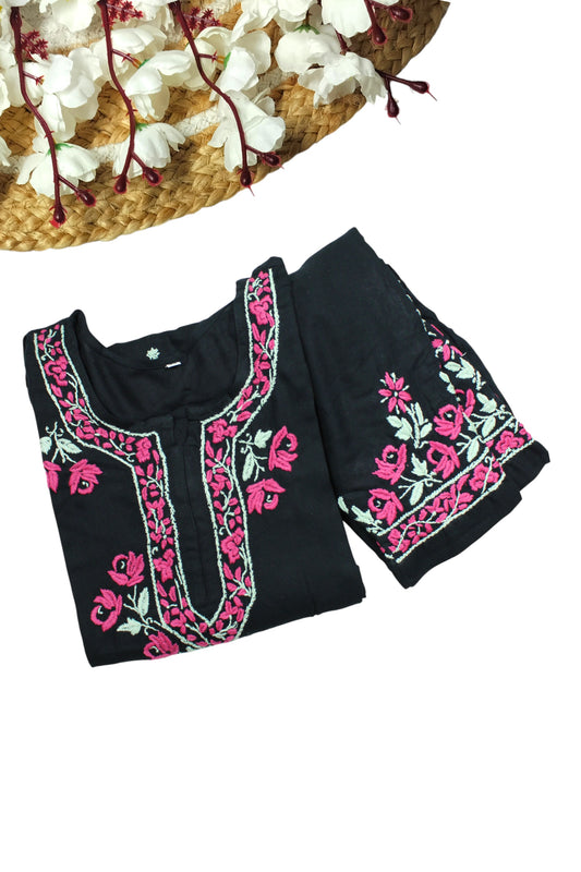 SELINA BLACK & RASPBERRY PINK PREMIUM KURTA SET