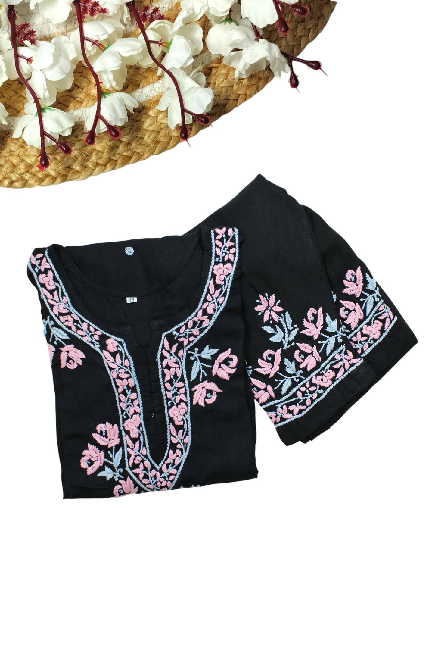 SELINA BLACK & BABY PINK PREMIUM KURTA SET