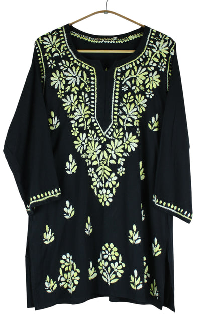 DIYA RAYON SHORT KURTA BLACK & YELLOW