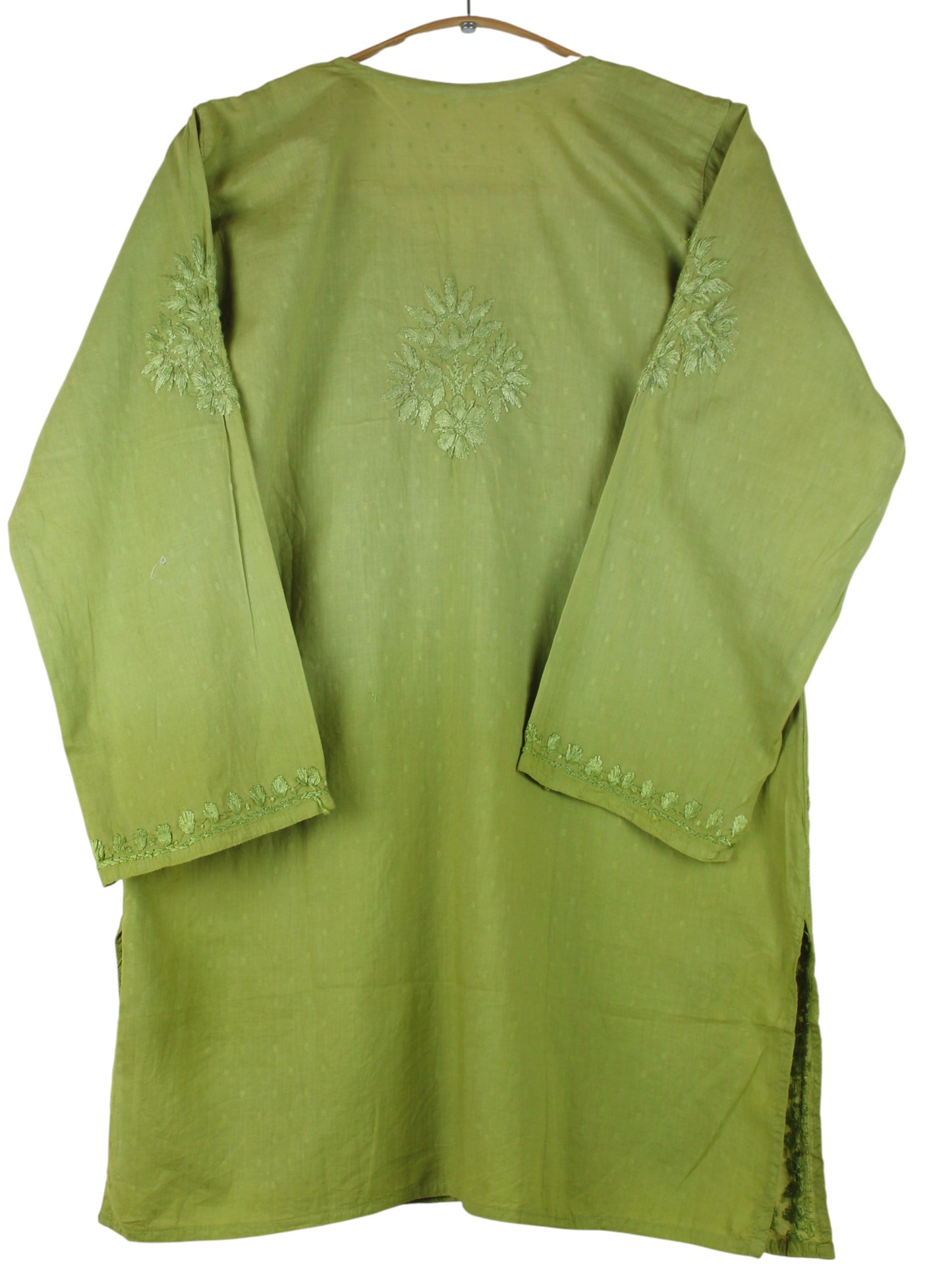 RUBINA MEHNDI GREEN DOBBY COTTON OMBRE SHORT KURTA