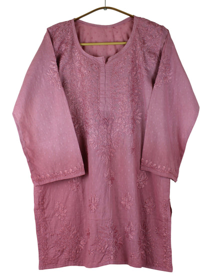 RUBINA MAUVE DOBBY COTTON OMBRE SHORT KURTA