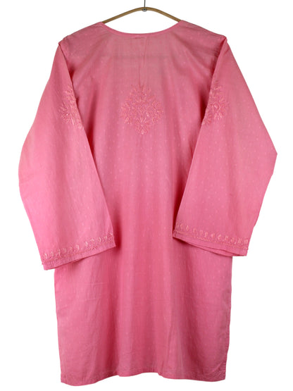RUBINA CANDY PINK DOBBY COTTON OMBRE SHORT KURTA