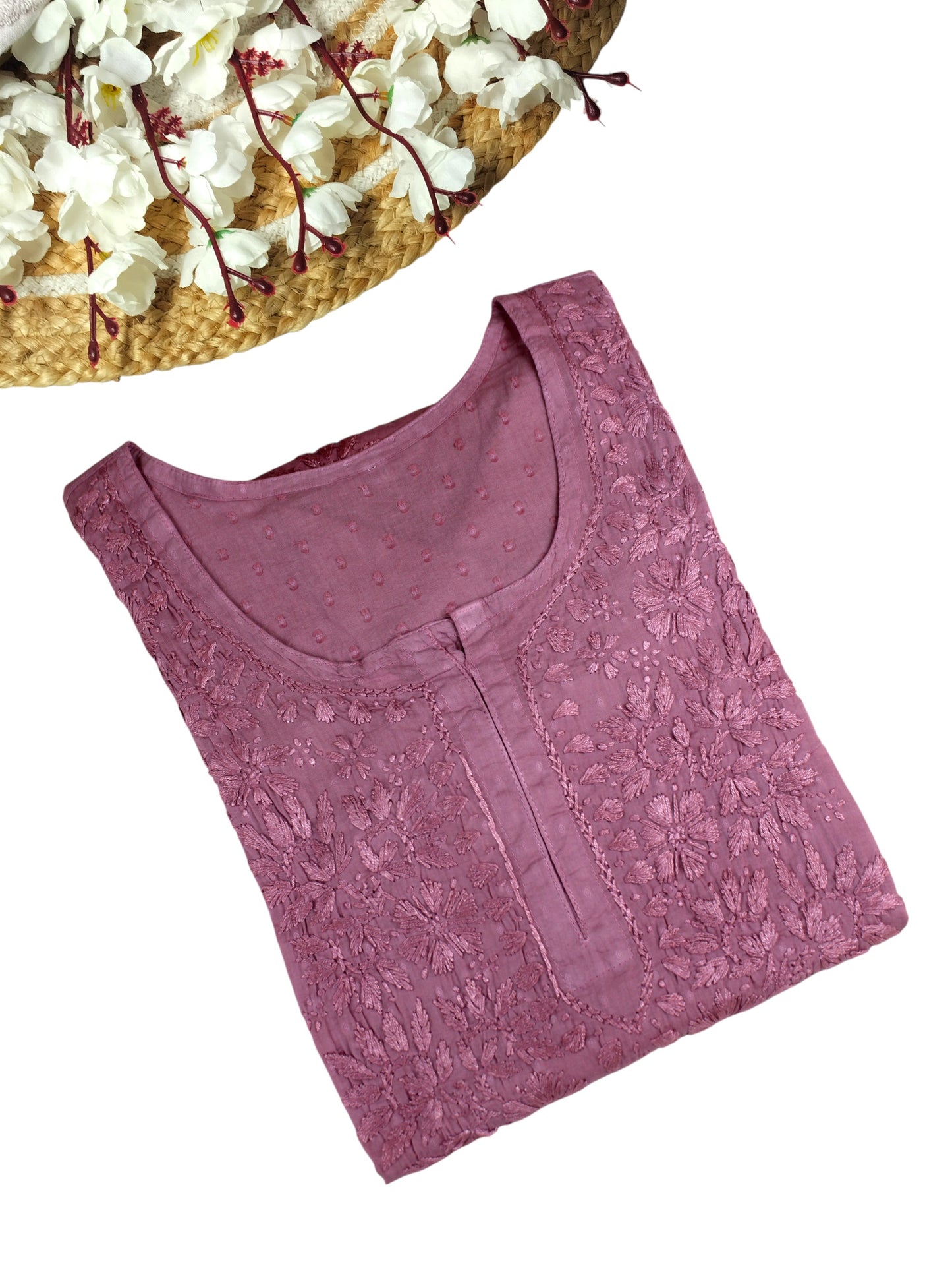 RUBINA MAUVE DOBBY COTTON OMBRE SHORT KURTA