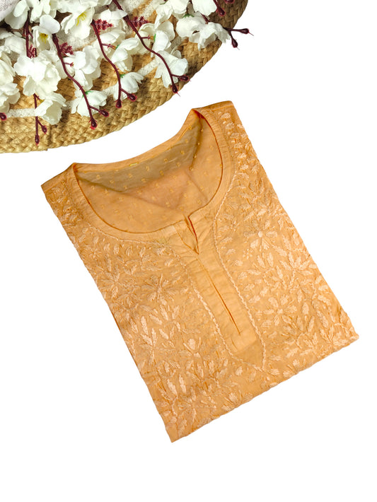RUBINA ORANGE DOBBY COTTON OMBRE SHORT KURTA