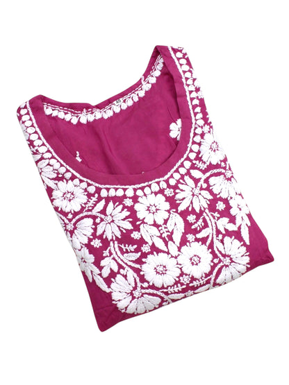YUSRA ROSE PINK MODAL LONG KURTA WITH 3D CHIKANKARI