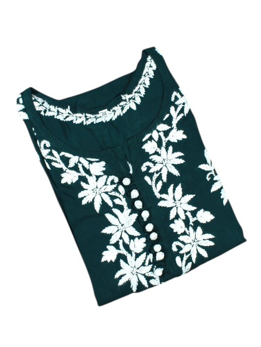 ELIZA BOTTLE GREEN MODAL LONG KURTA