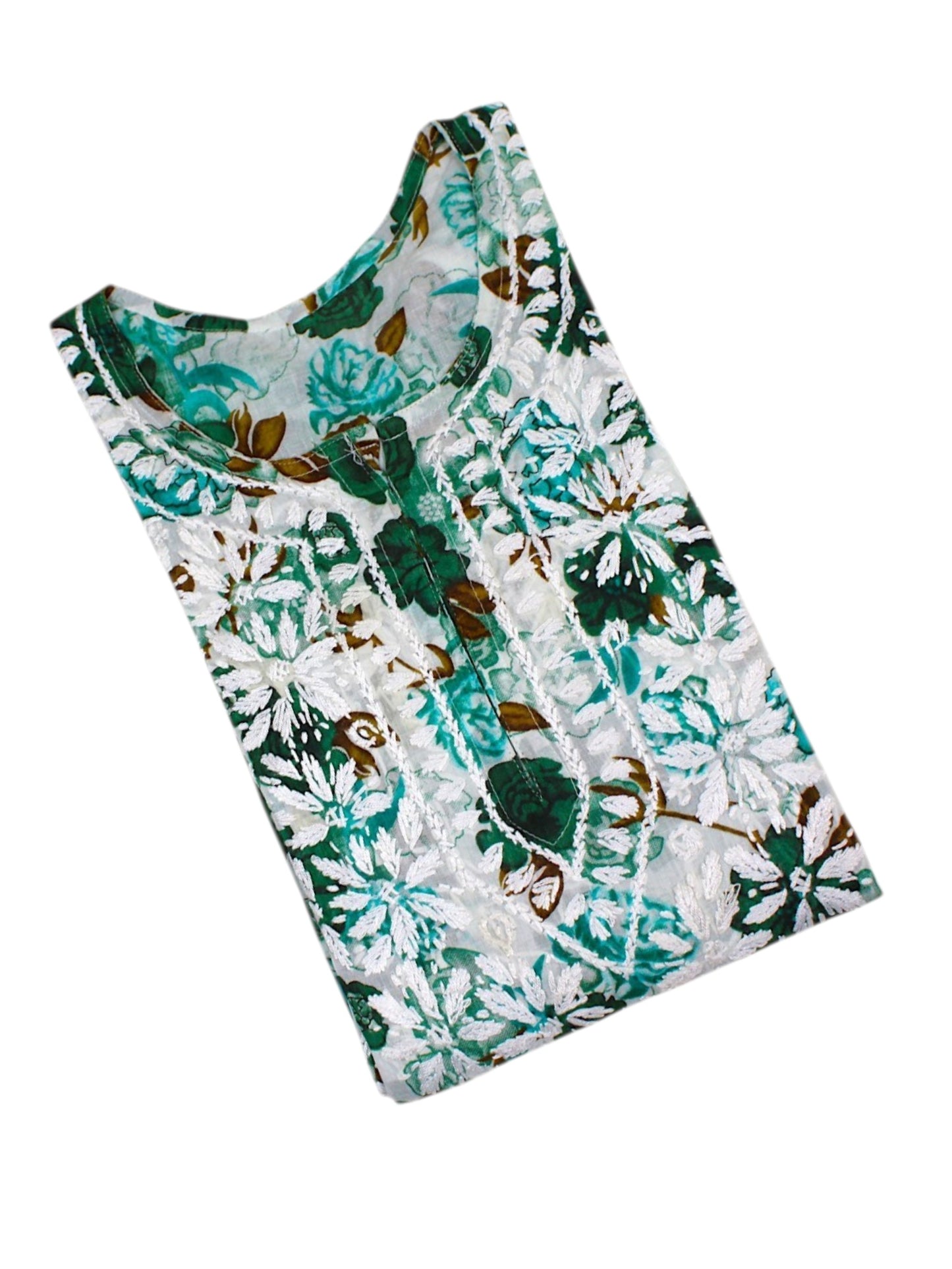 AMEERA GREEN MULMUL PRINTED LONG KURTA