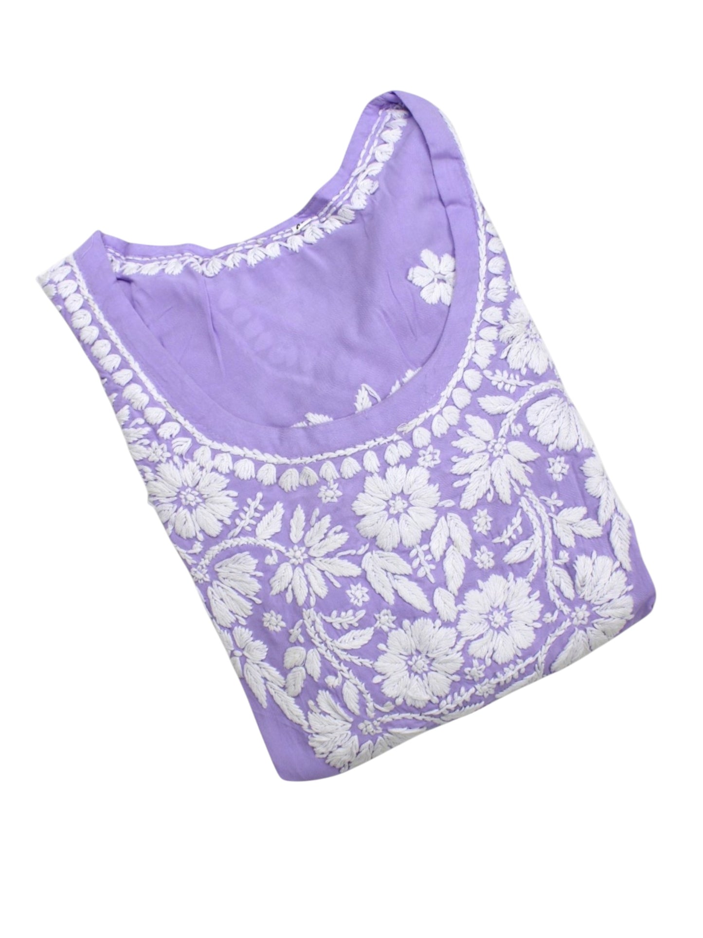 YUSRA LAVENDER MODAL LONG KURTA WITH 3D CHIKANKARI