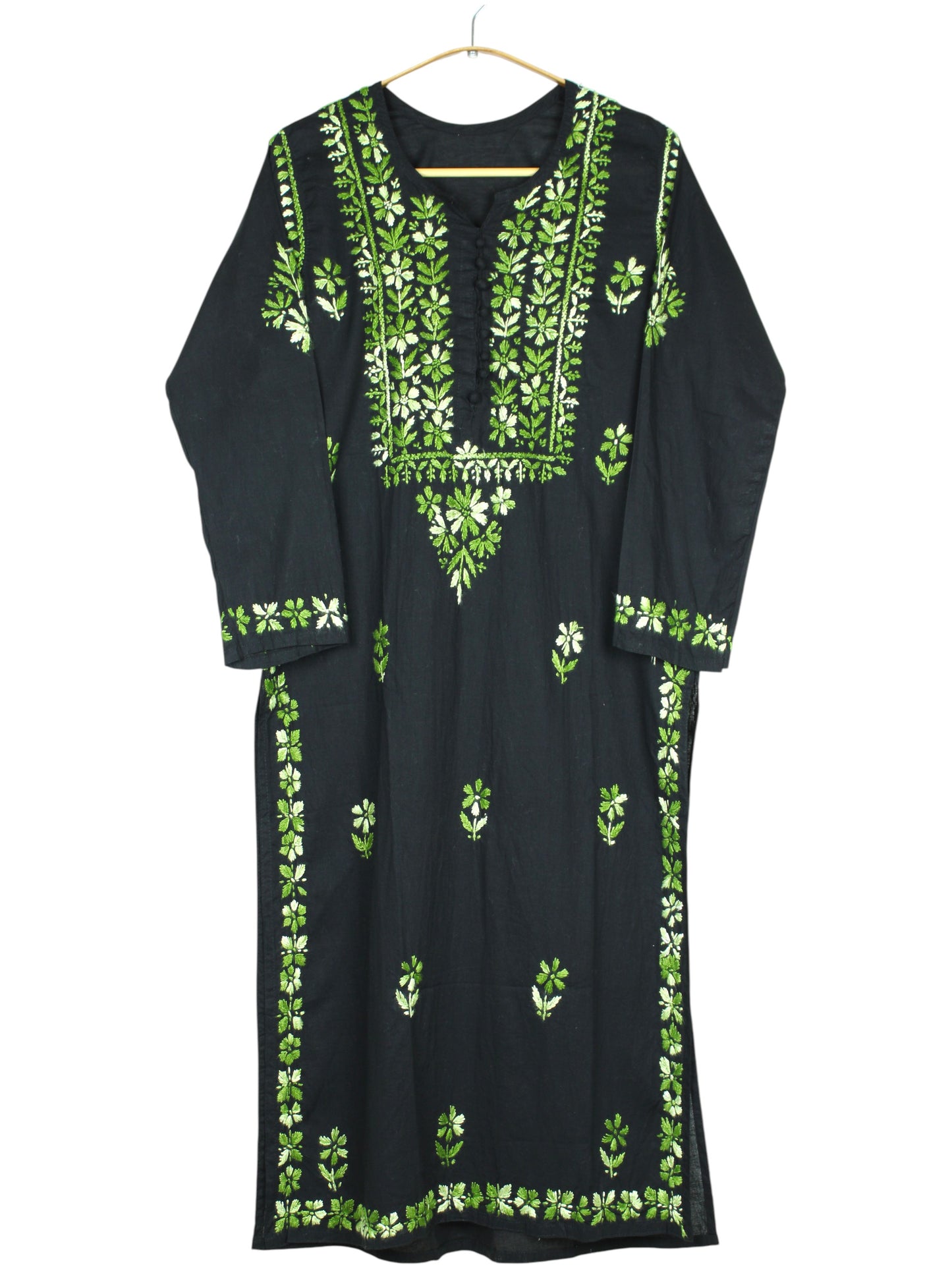 MIRA COTTON LONG KURTA - BLACK & GREEN