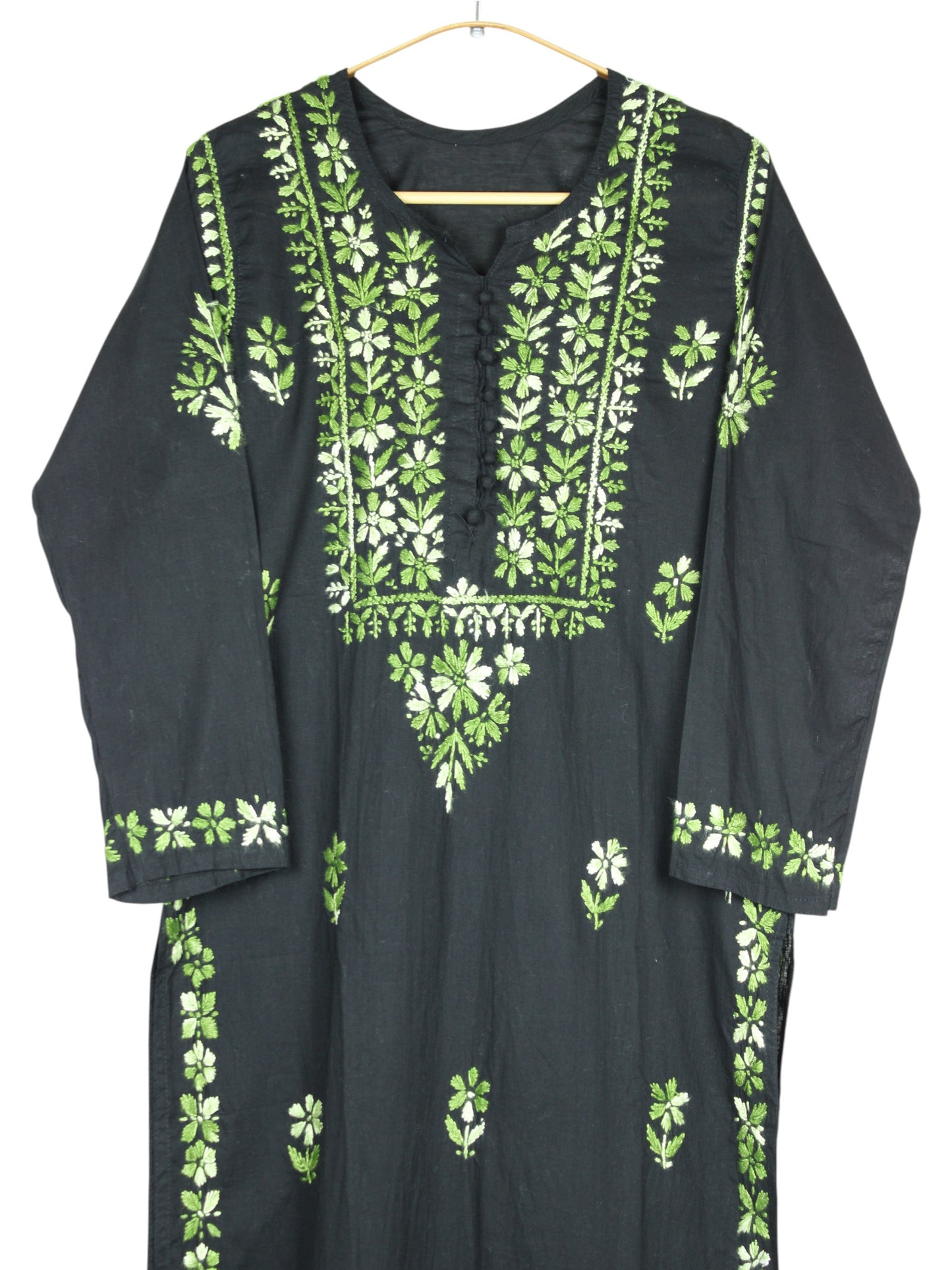 MIRA COTTON LONG KURTA - BLACK & GREEN